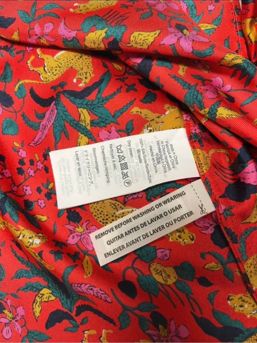 J. Crew Red Floral and Leopard Print Button-Up